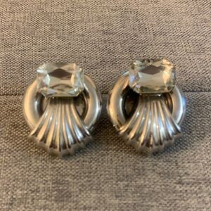 Silver Clip-On Earrings with Clear Gem